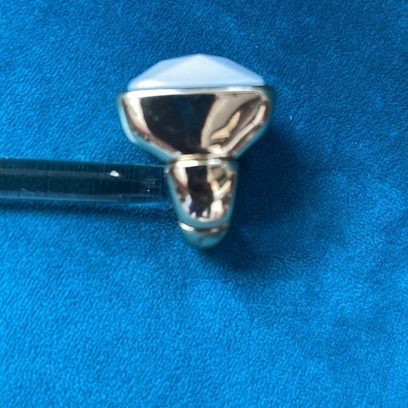 Adjustable Statement Ring Costume Jewelry Gold with 1” Square Gemstone - Picture 3 of 6